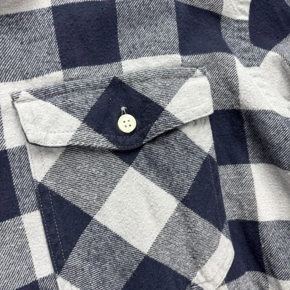 Banana Republic Flannel Shirt Men’s Medium Blue Buffalo Plaid 100% Cotton